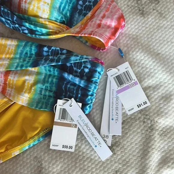 Bleu Rod Beattie Womens Rainbow Tye Dye D-Cup Swim Top and Bottom - Picture 7 of 8